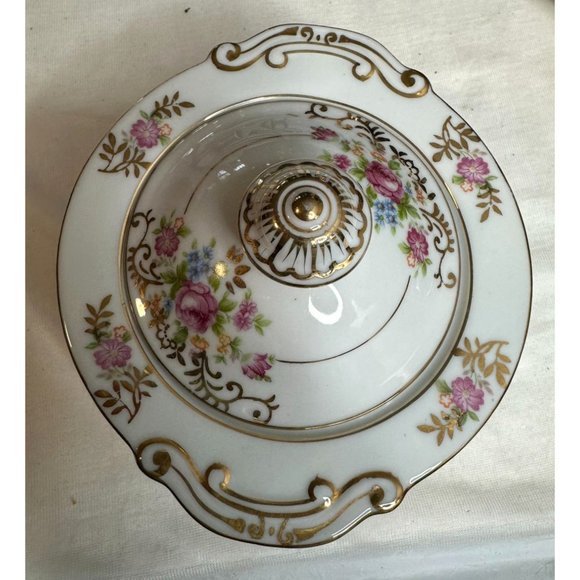 Maruichi Sugar Bowl Creamer Server China Set 40s Pink Roses Gold Discontinued - Picture 13 of 16